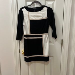 White House Black Market Long Sleeve Dress Geometric Pattern